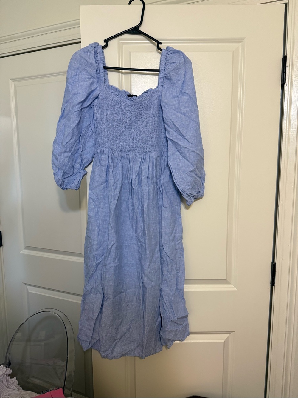J. Crew Light Blue Puff Sleeve Maxi Dress